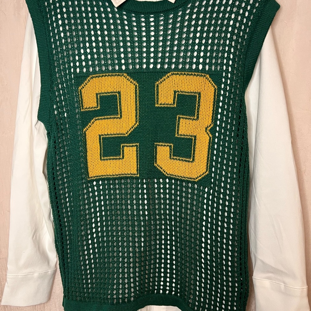 Green Mesh Vest with Yellow Number 23